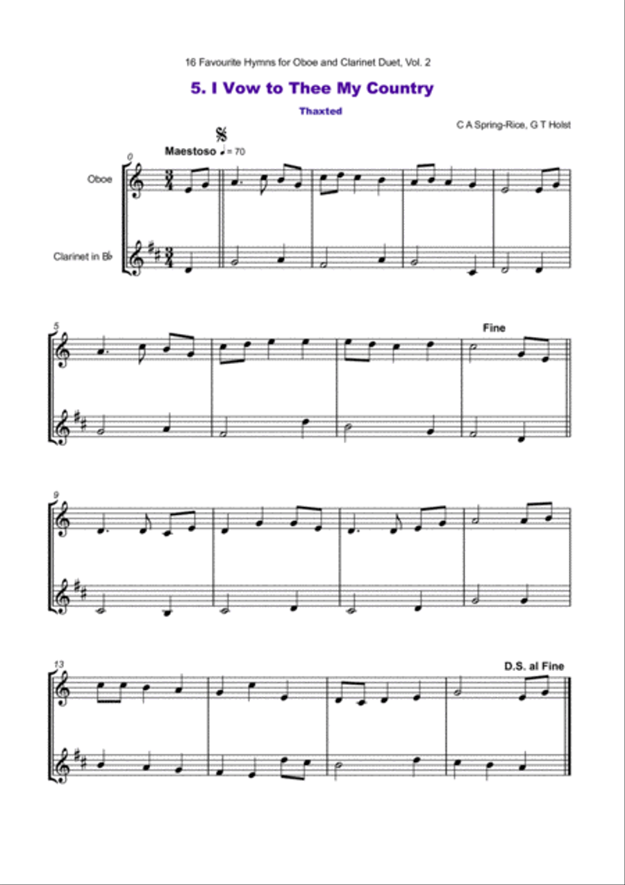 16 Favourite Hymns Vol.2 for Oboe and Clarinet Duet Woodwind Duet scores gallery preview page 6