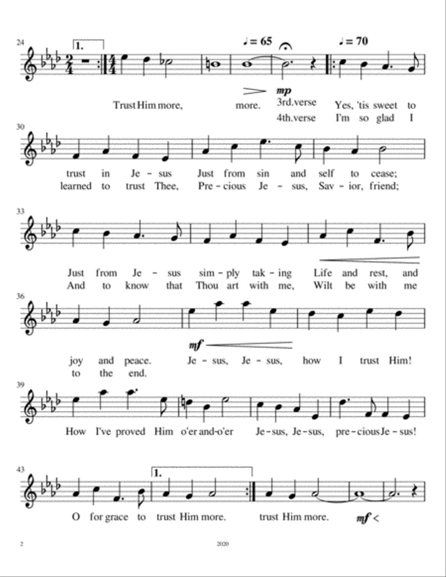 'Tis So Sweet To Trust In Jesus 4-Part scores gallery preview page 3