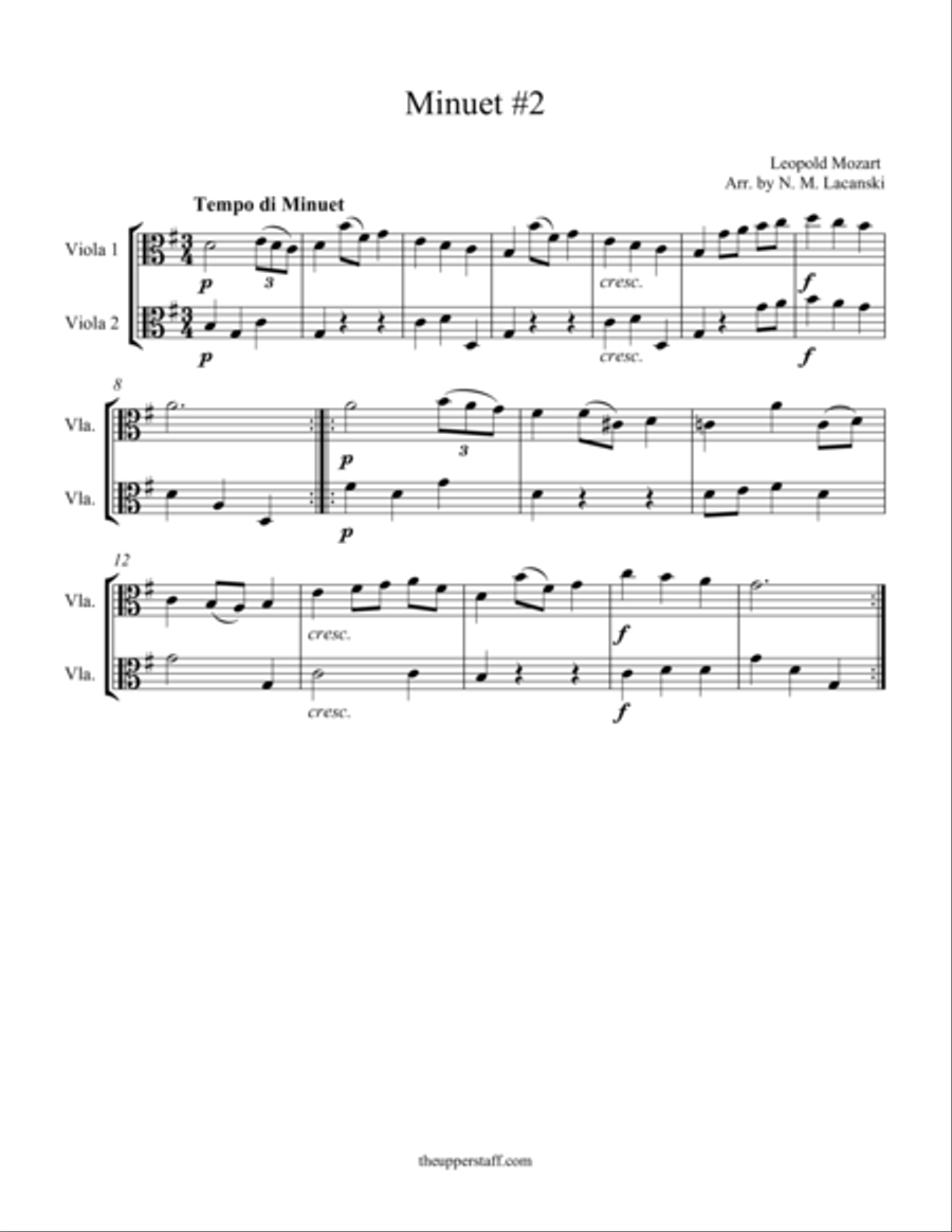Minuet #2 String Duet scores gallery preview page 1
