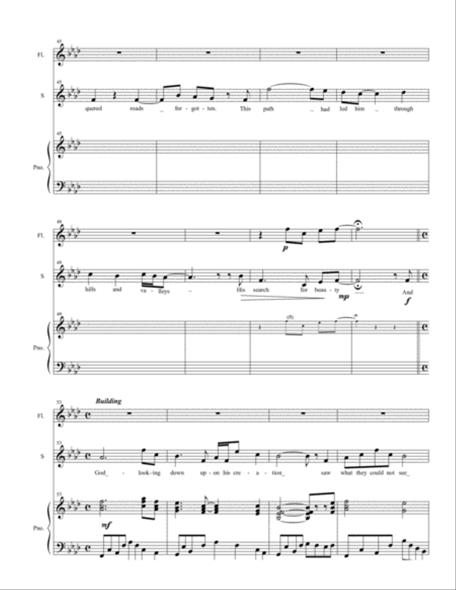 Theme for Young Love for Soprano, Flute, Piano Flute scores gallery preview page 5