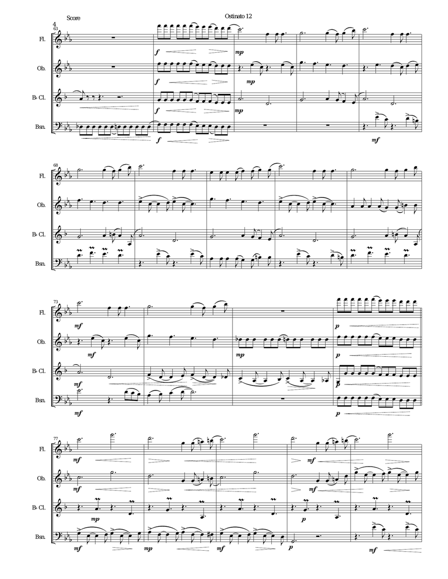 Ostinato 12 for wind quartet Woodwind Quartet scores gallery preview page 4