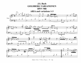Book cover for GOLDBERG VARIATIONEN - BWV 988 - ARIA + Variations 1-3