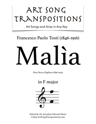 TOSTI: Malìa (transposed to F major)