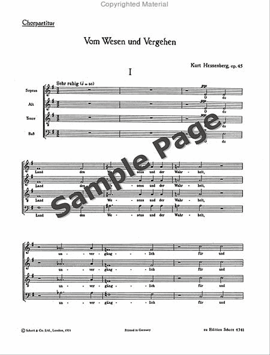 Vom Wesen Und Vergehen Op. 45 4-Part scores gallery preview page 2