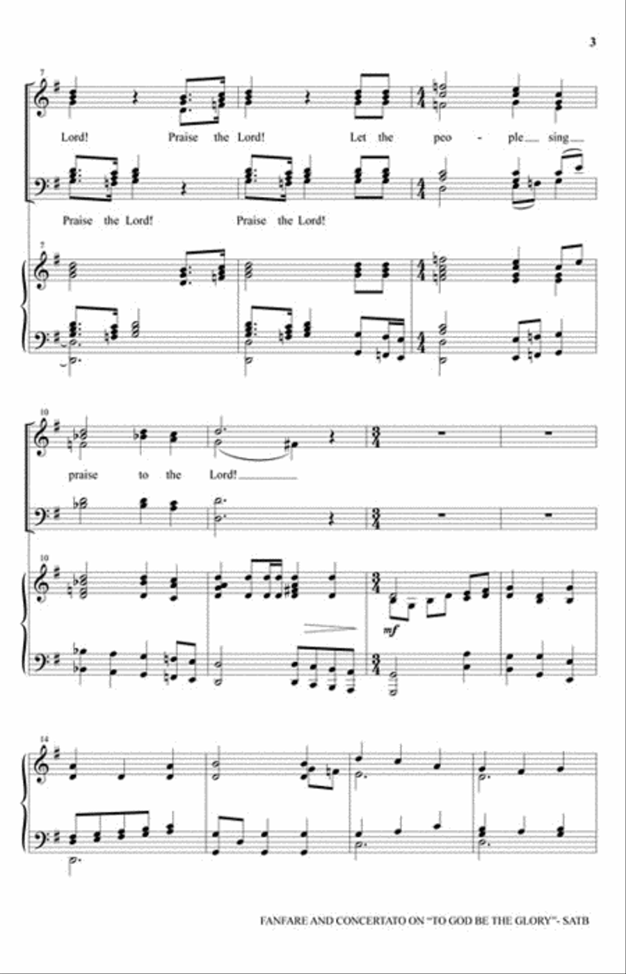 Fanfare and Concertato on “To God Be the Glory” 4-Part scores gallery preview page 3