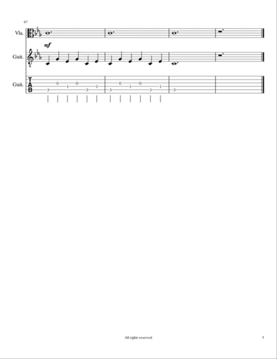 Nocturne #26 by: Ronald J. Karle for Viola and Guitar String Duet scores gallery preview page 6