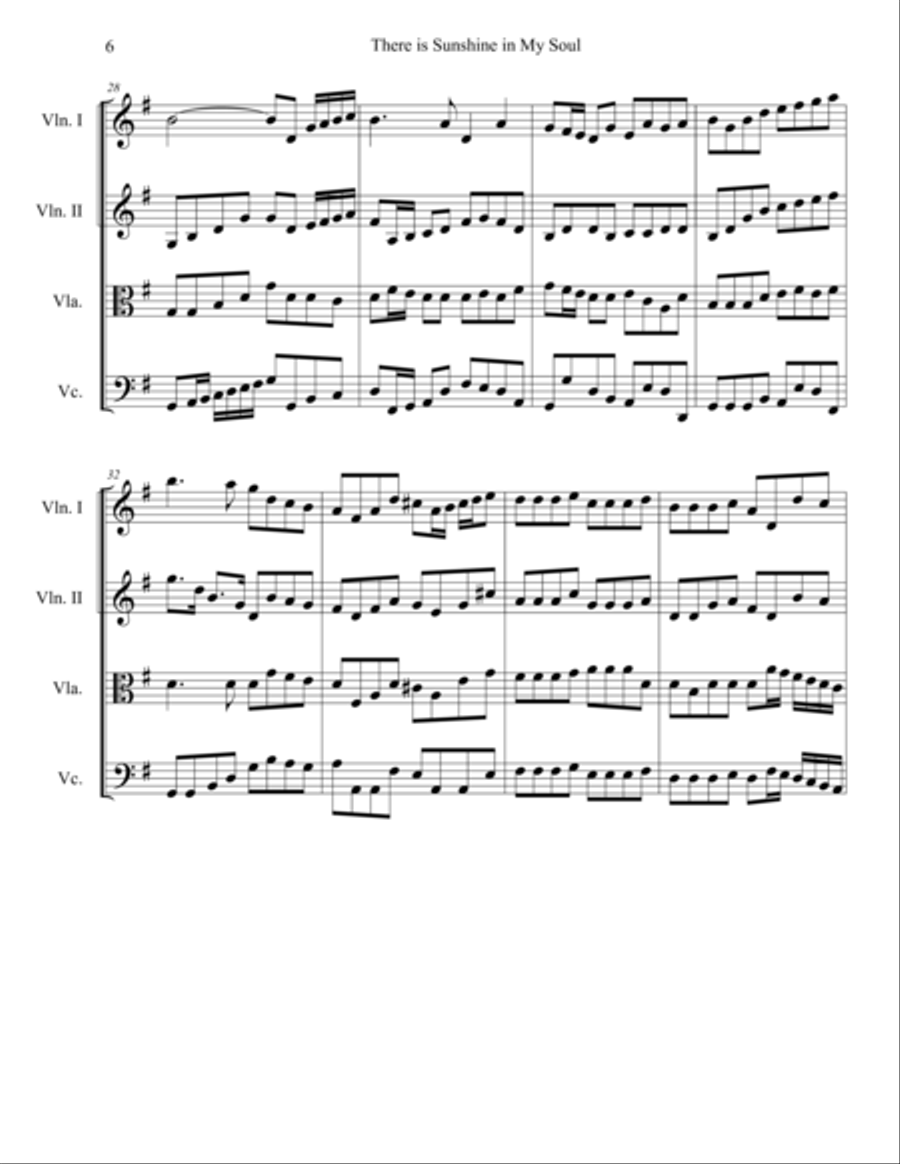 There is Sunshine in My Soul STRING QUARTET String Quartet scores gallery preview page 6