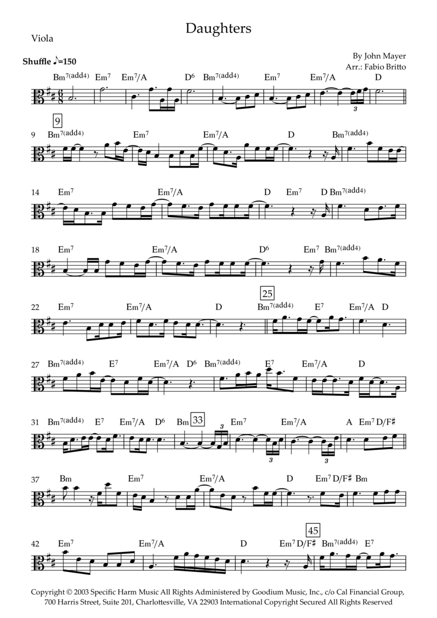 Daughters Daughters Viola Solo scores gallery preview page 1