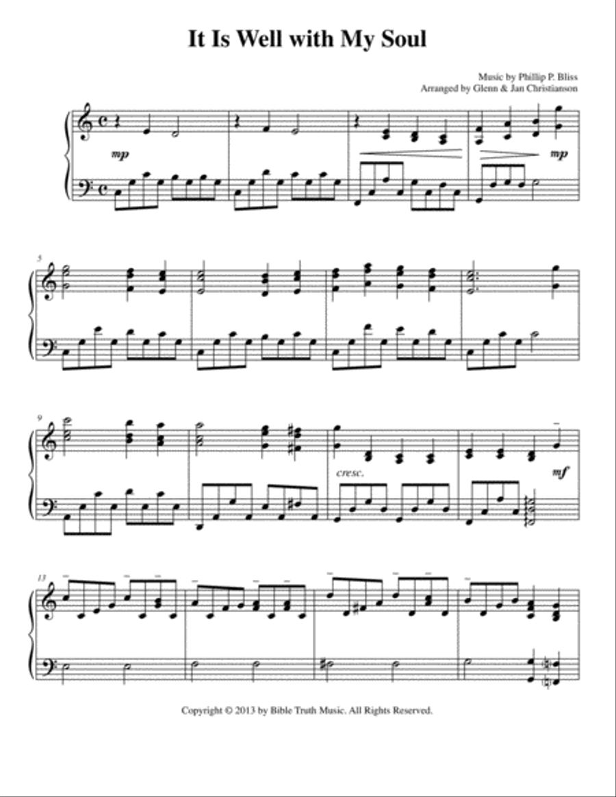 It Is Well With My Soul Piano Solo scores gallery preview page 1