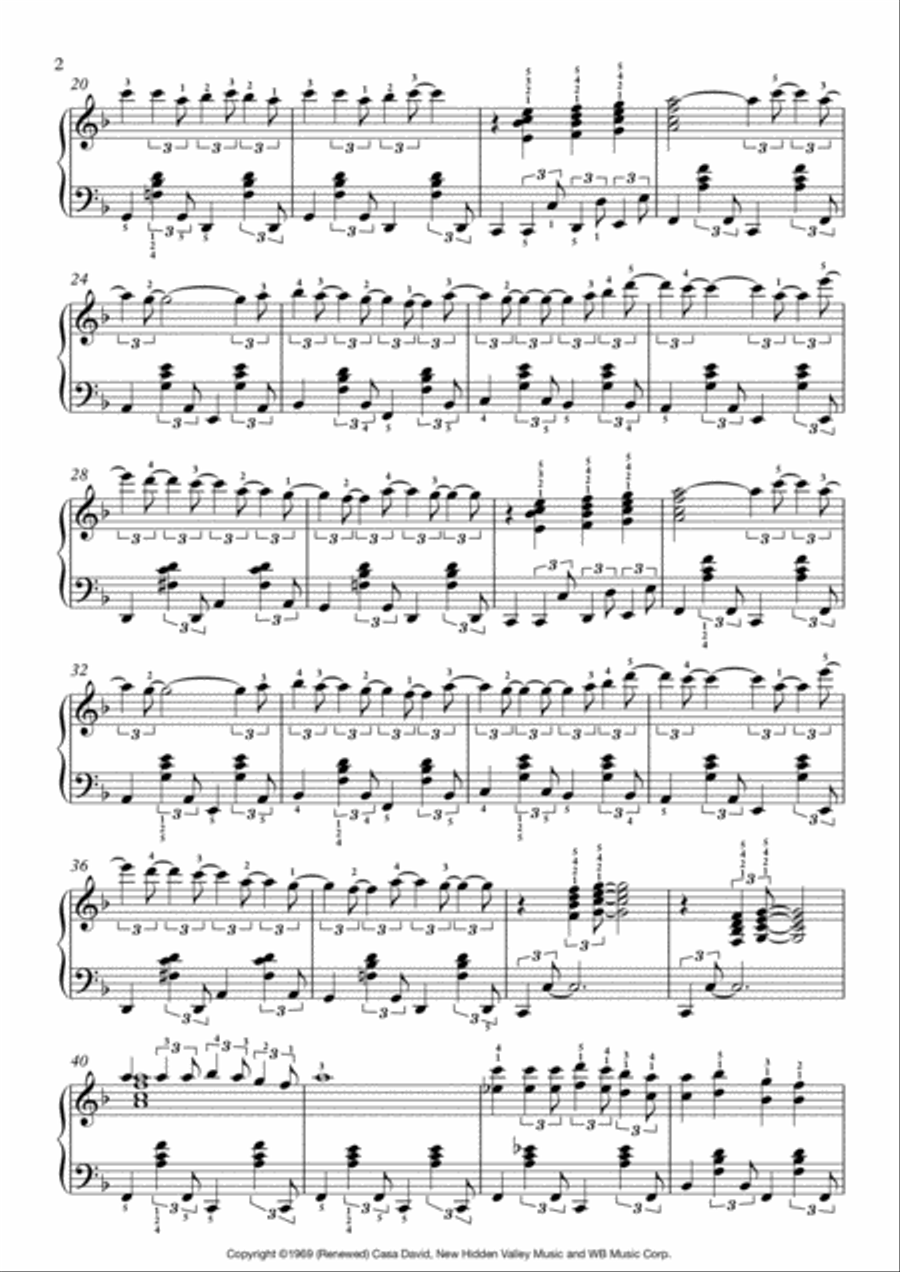 Raindrops Keep Fallin' On My Head Piano Solo scores gallery preview page 2