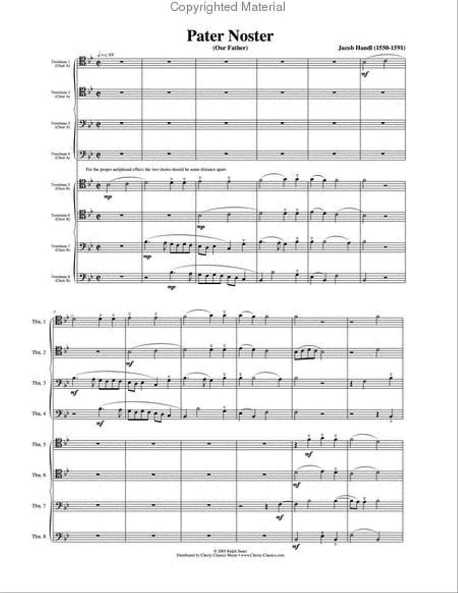 Pater Noster for 8-part Trombone Ensemble Trombone scores gallery preview page 2