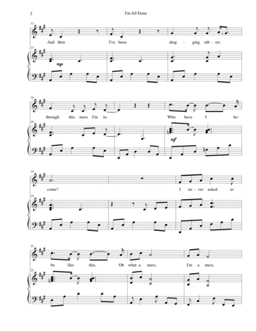 I'm All Done Piano Solo scores gallery preview page 2
