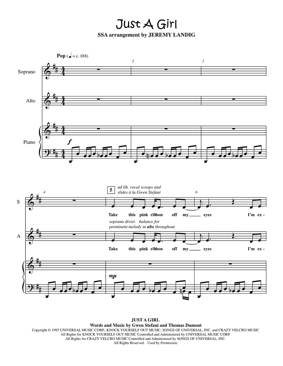 Just A Girl SSA scores gallery preview page 1