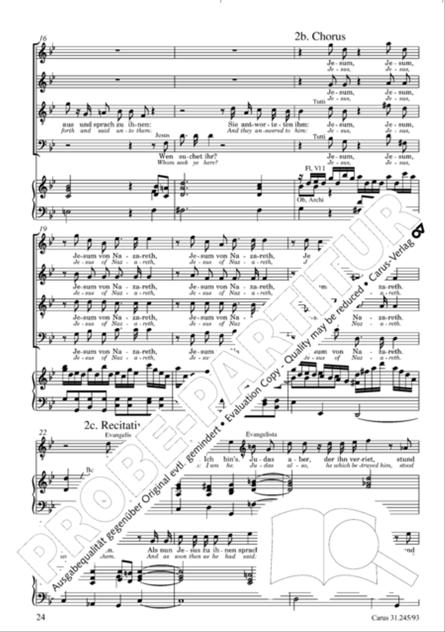 St. John Passion (Johannes-Passion) 4-Part scores gallery preview page 25
