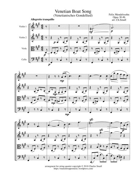 Venetian Boat Song - score image number null