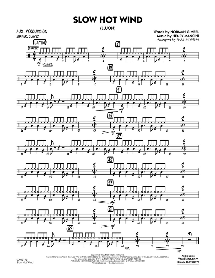 Slow Hot Wind (Lujon) - Aux Percussion Jazz Ensemble scores gallery preview page 1