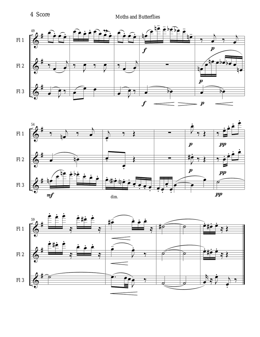 Moths and Butterflies by Elgar for flute trio Flute Trio scores gallery preview page 4