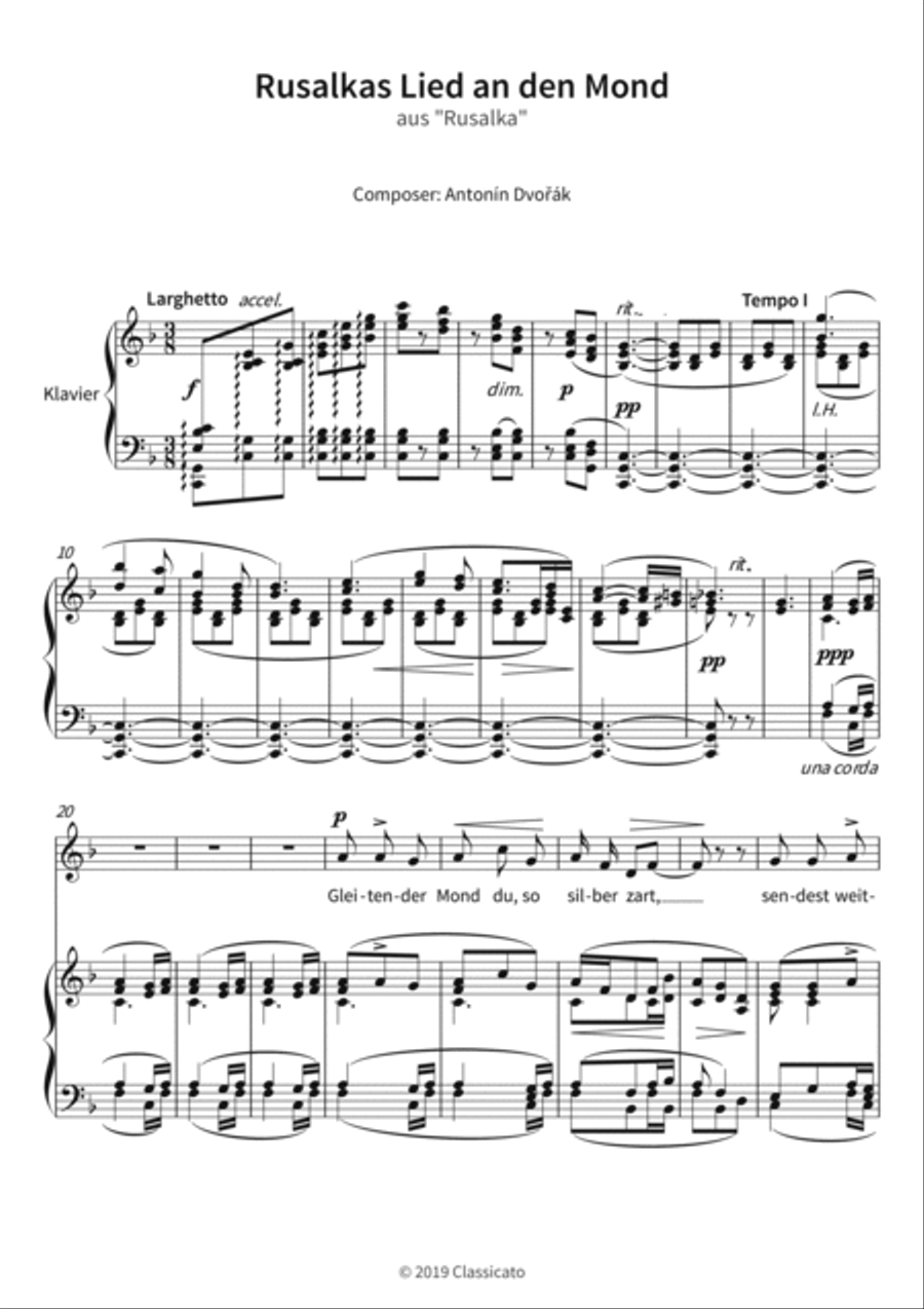 Rusalkas Lied an den Mond Piano, Vocal, Guitar scores gallery preview page 3