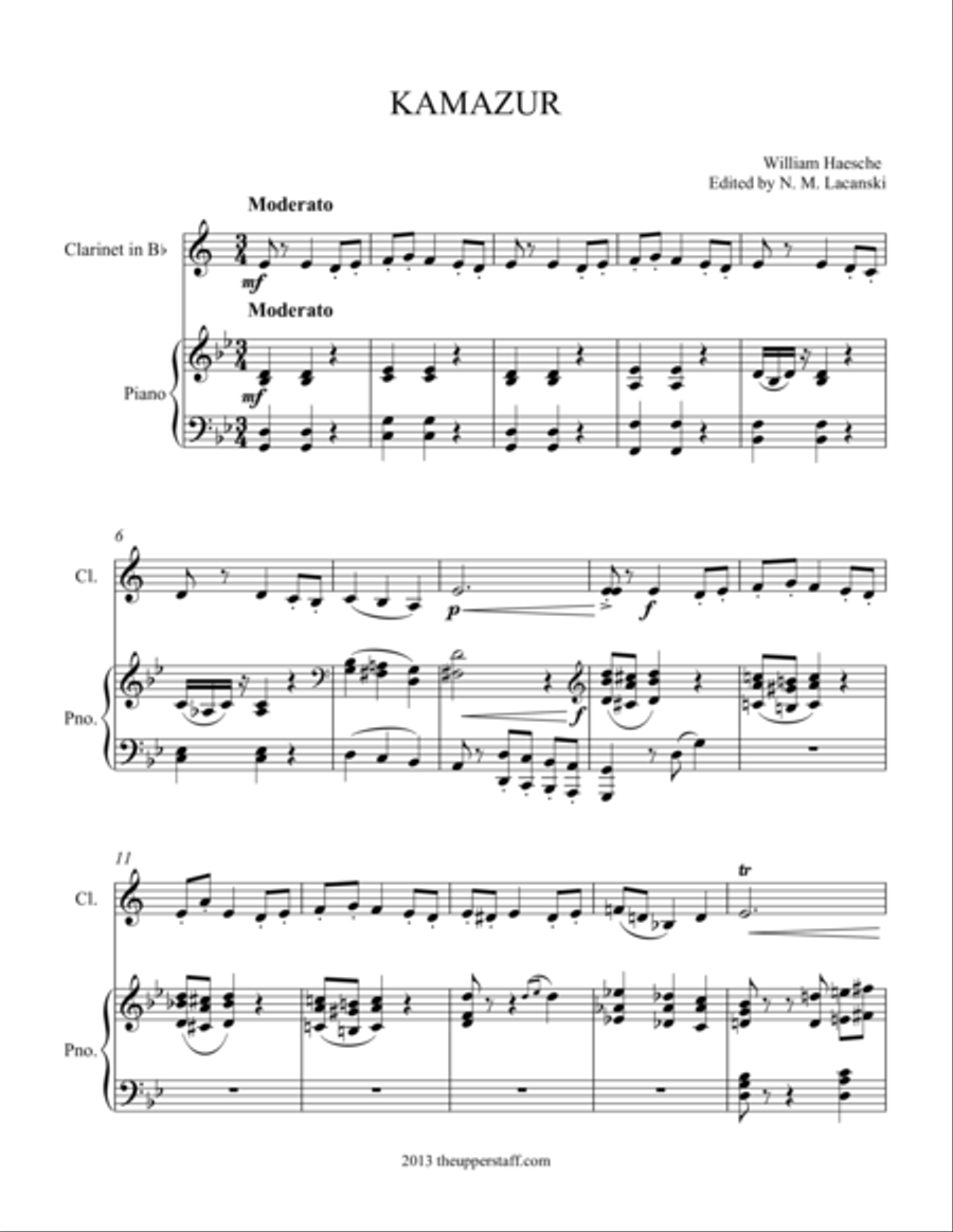 Kamazur Clarinet Solo scores gallery preview page 1