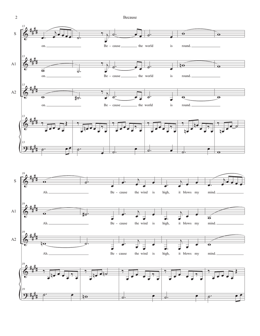 Because Because Women's Choir scores gallery preview page 2