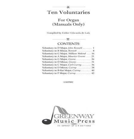 Ten Voluntaries for Organ (Manuals Only)