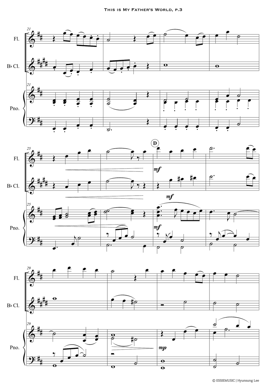 This is My Father's World - for Flute, Clarinet, Piano Woodwind Ensemble scores gallery preview page 5