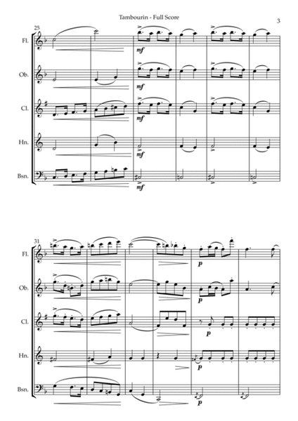 Tambourin - for Woodwind Quintet (arr. Carson Yu) image number null