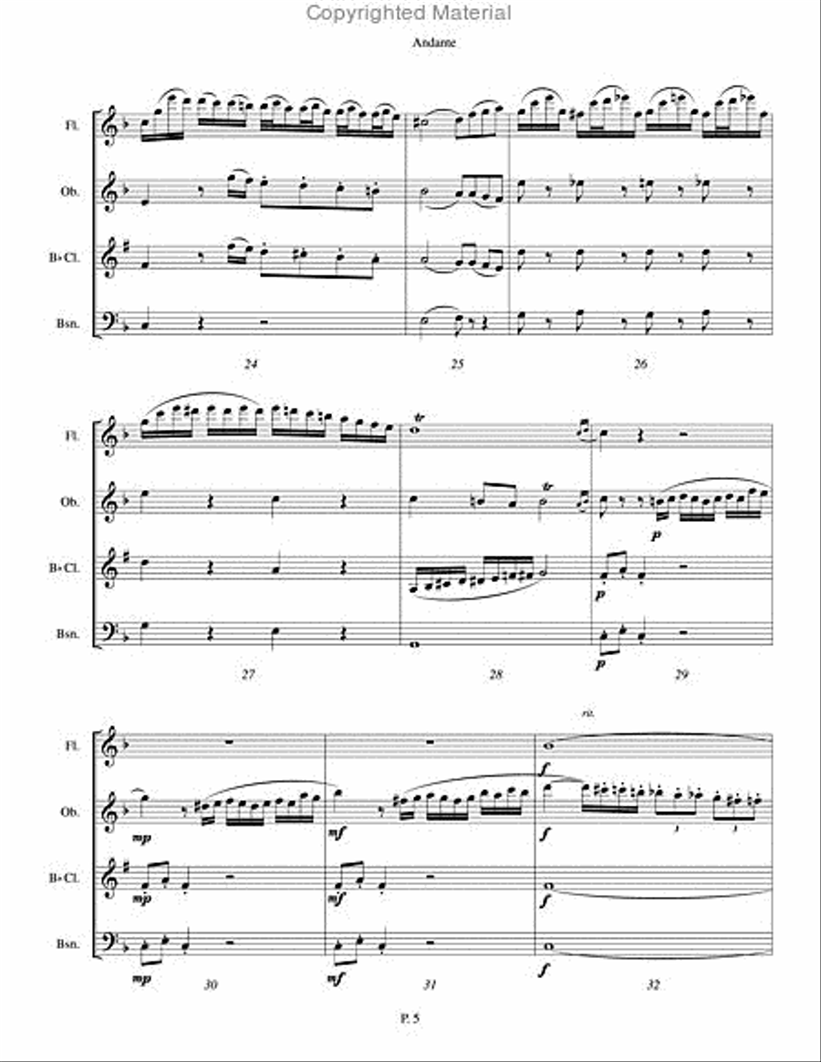 Andante, K. 616 - Woodwind Quintet Woodwind Quartet scores gallery preview page 4