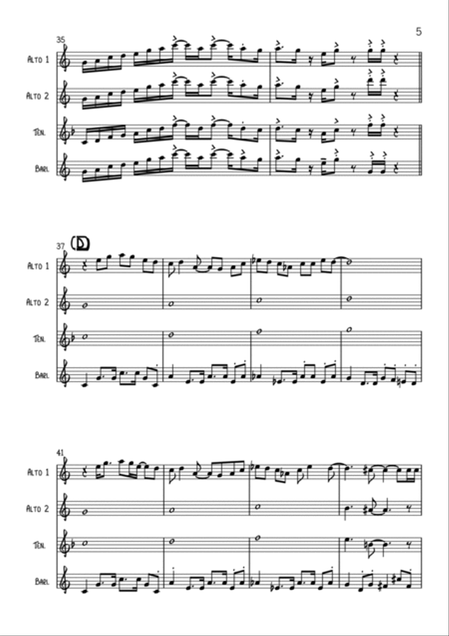 Sir Duke Saxophone Quartet scores gallery preview page 5
