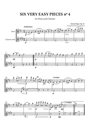 Book cover for Six Very Easy Pieces nº 4 (Andantino) - Flute and Clarinet