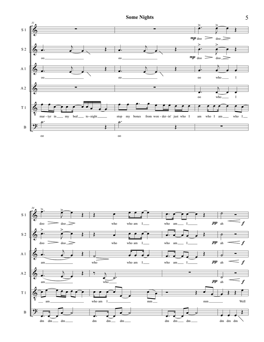 Some Nights 4-Part scores gallery preview page 5