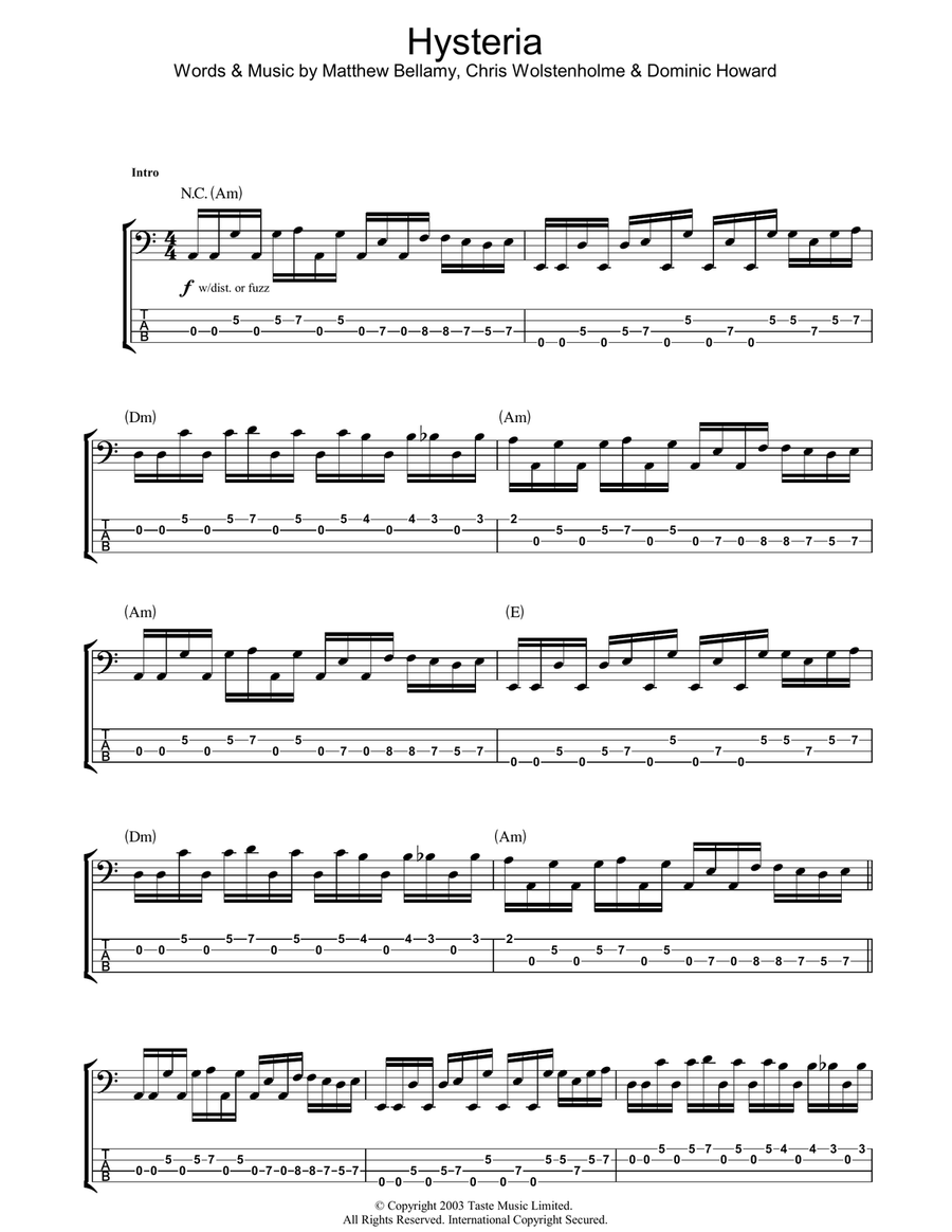 Hysteria Acoustic Guitar scores gallery preview page 1