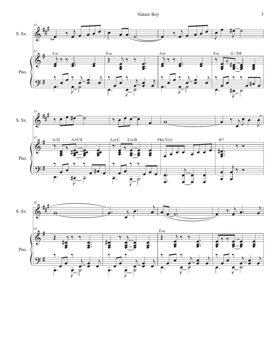Nature Boy Soprano Saxophone scores gallery preview page 3