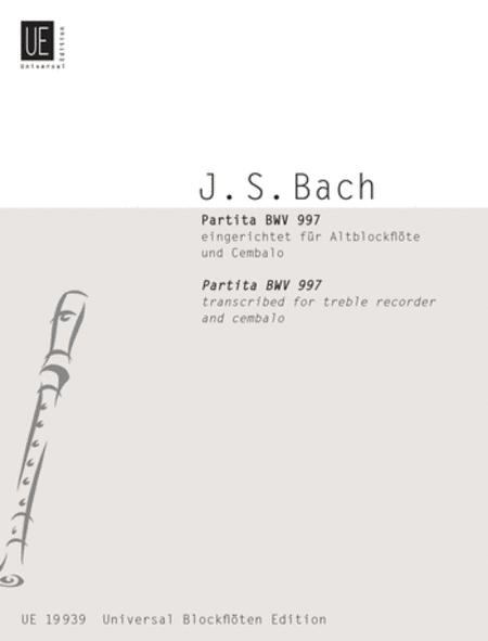 Partita BWV 997, Alto Rcdr/Cem