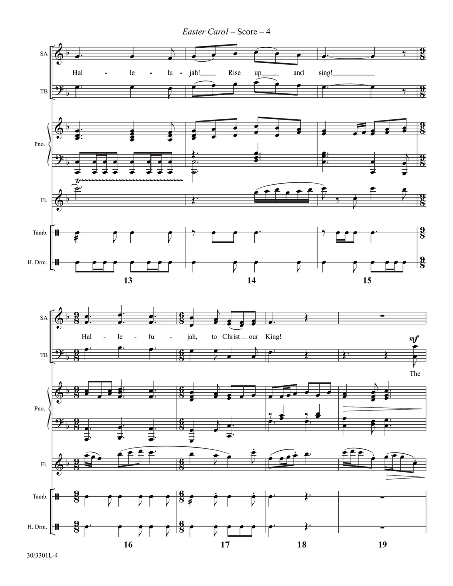 Easter Carol - Flute and Percussion Score and Parts Flute scores gallery preview page 4