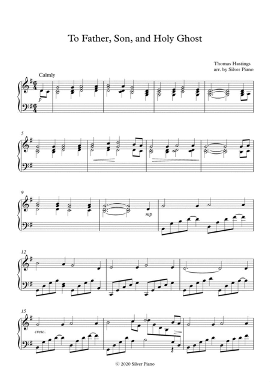 To Father, Son, and Holy Ghost (PIANO HYMN) Easy Piano scores gallery preview page 2