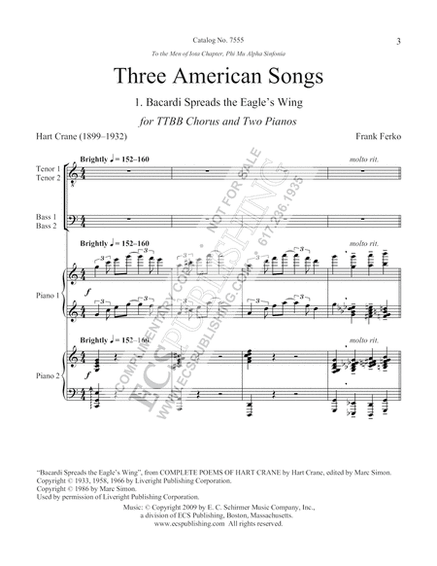 Three American Songs: 1. Bacardi Spreads the Eagle's Wing
