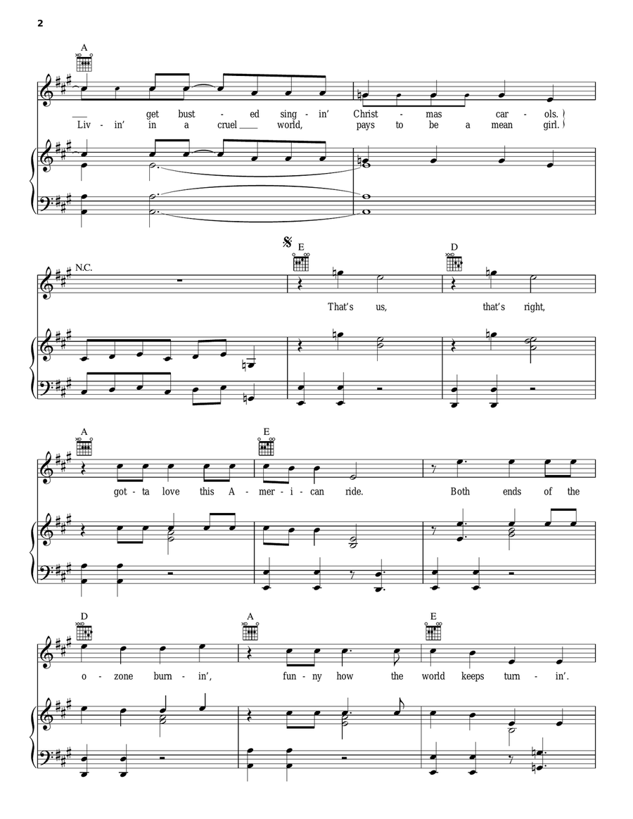American Ride Piano, Vocal, Guitar scores gallery preview page 2
