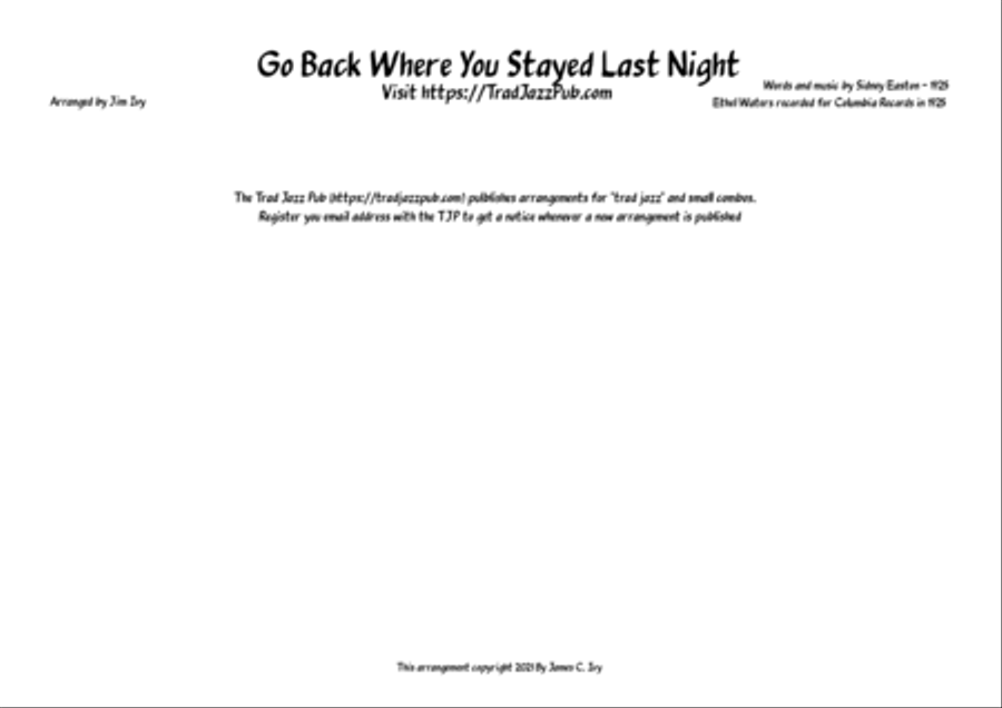 Go Back Where You Stayed Last Night Jazz Ensemble scores gallery preview page 2
