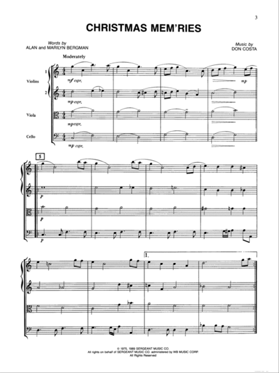 Popular Yuletide Favorites: Score String Quartet scores gallery preview page 3