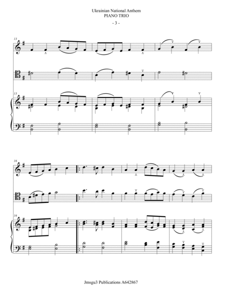 Ukrainian National Anthem for Piano Trio image number null
