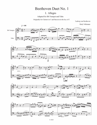 Beethoven Duet No. 1 for Bb Trumpet and Tuba