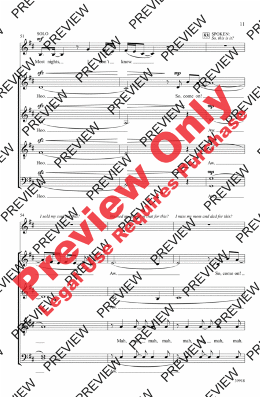 Some Nights Some Nights 4-Part scores gallery preview page 11