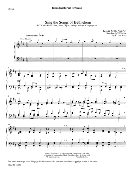 Sing the Songs of Bethlehem (Downloadable String and Harp Parts)