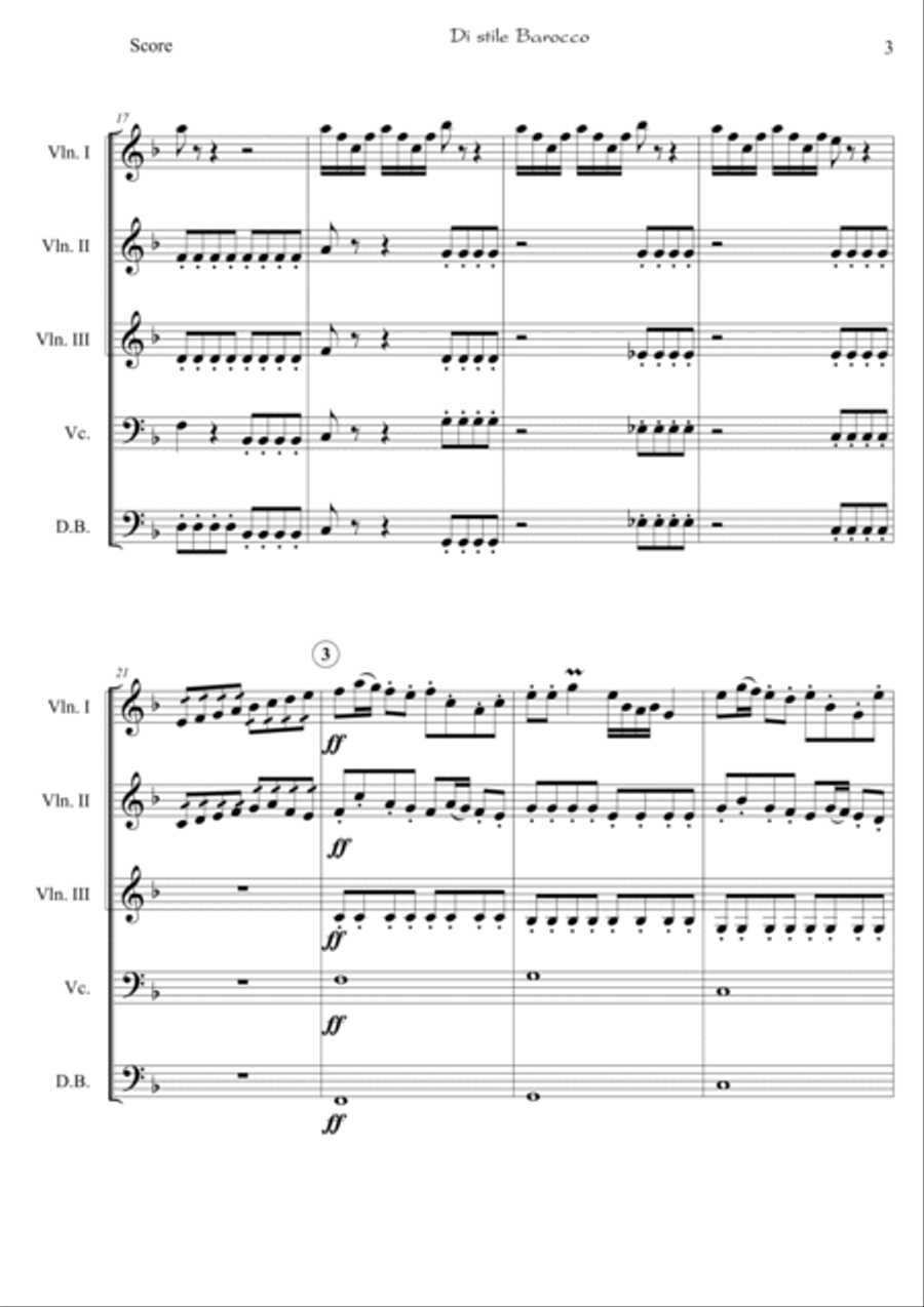 Di stile Barocco for Beginning String Orchestra String Orchestra scores gallery preview page 3