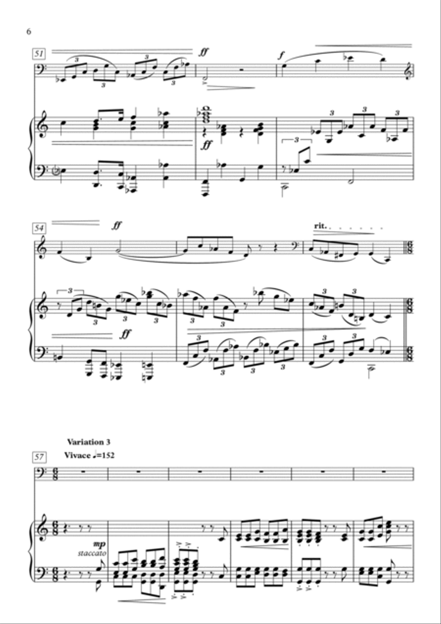 Thème et variations for Cello and Piano op. 2 No 2 Piano scores gallery preview page 6