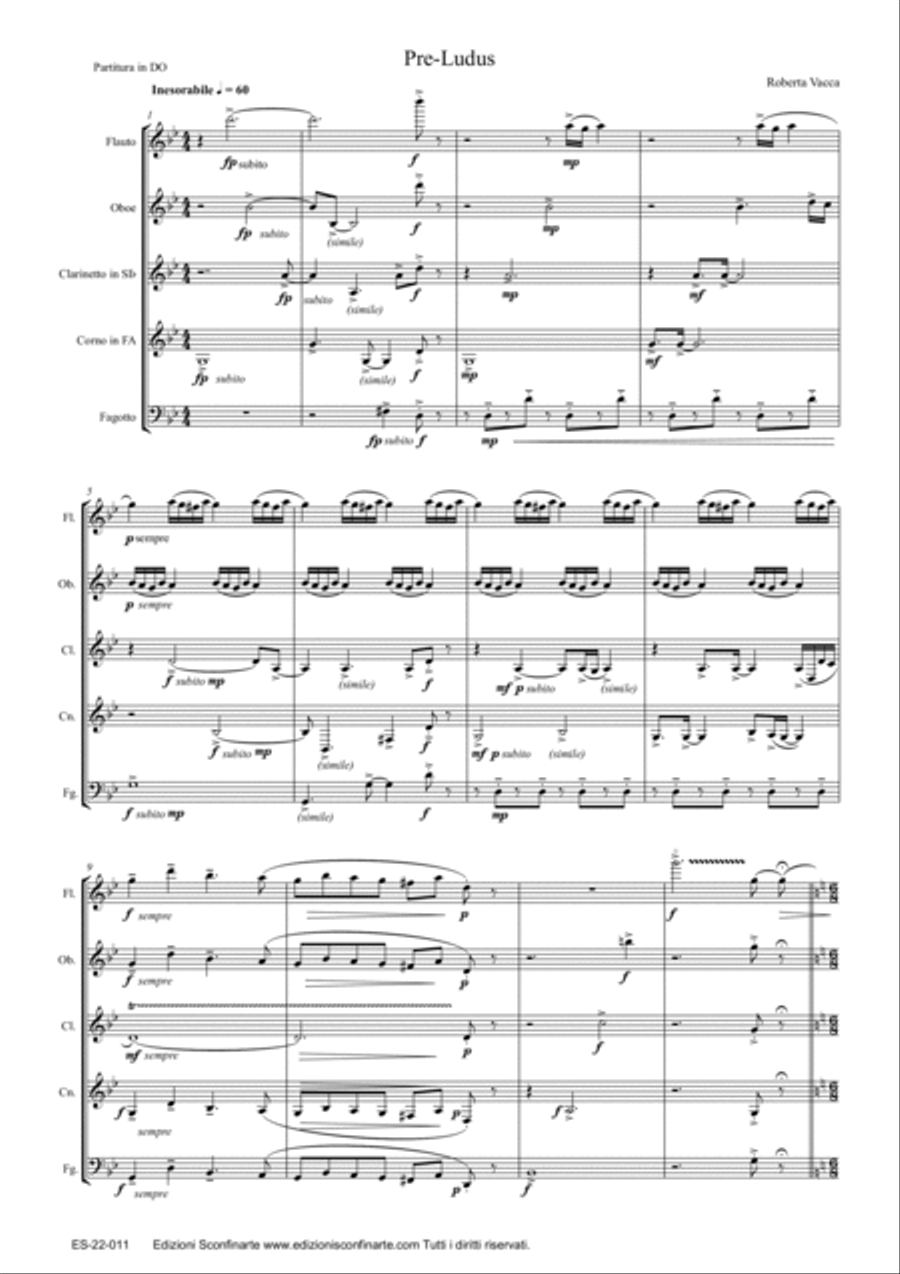 Boccio, Di Rocco, Paolucci, Pasqualucci, Popescu, Vacca: PRE-INTER-POST LUDUS BACHIANUS (ES-22-011) Woodwind Quintet scores gallery preview page 6