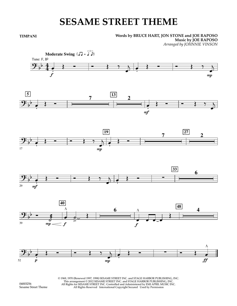 Sesame Street Theme - Timpani Concert Band scores gallery preview page 1