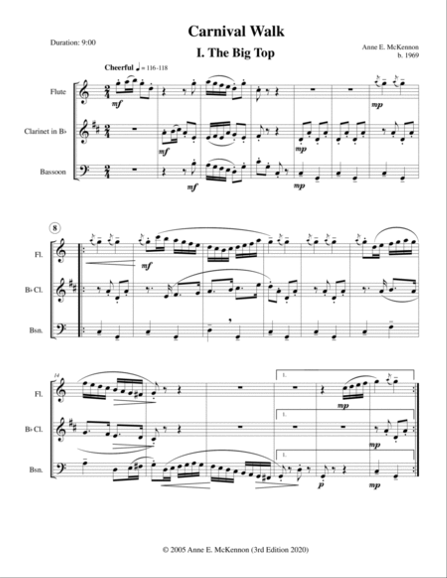 Carnival Walk (Fl-Cl-Bsn) Woodwind Trio scores gallery preview page 3