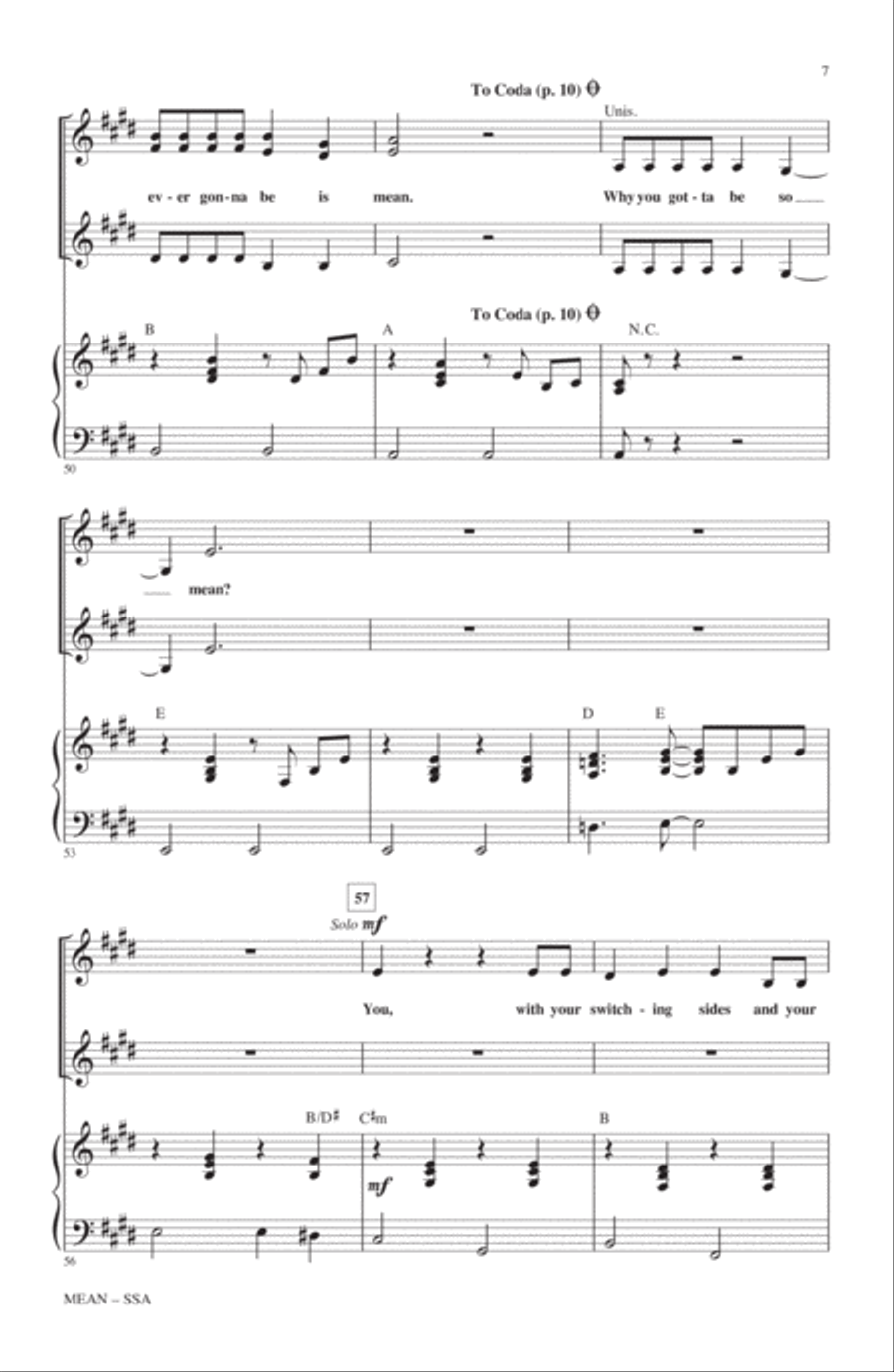 Mean (arr. Roger Emerson) SSA scores gallery preview page 6